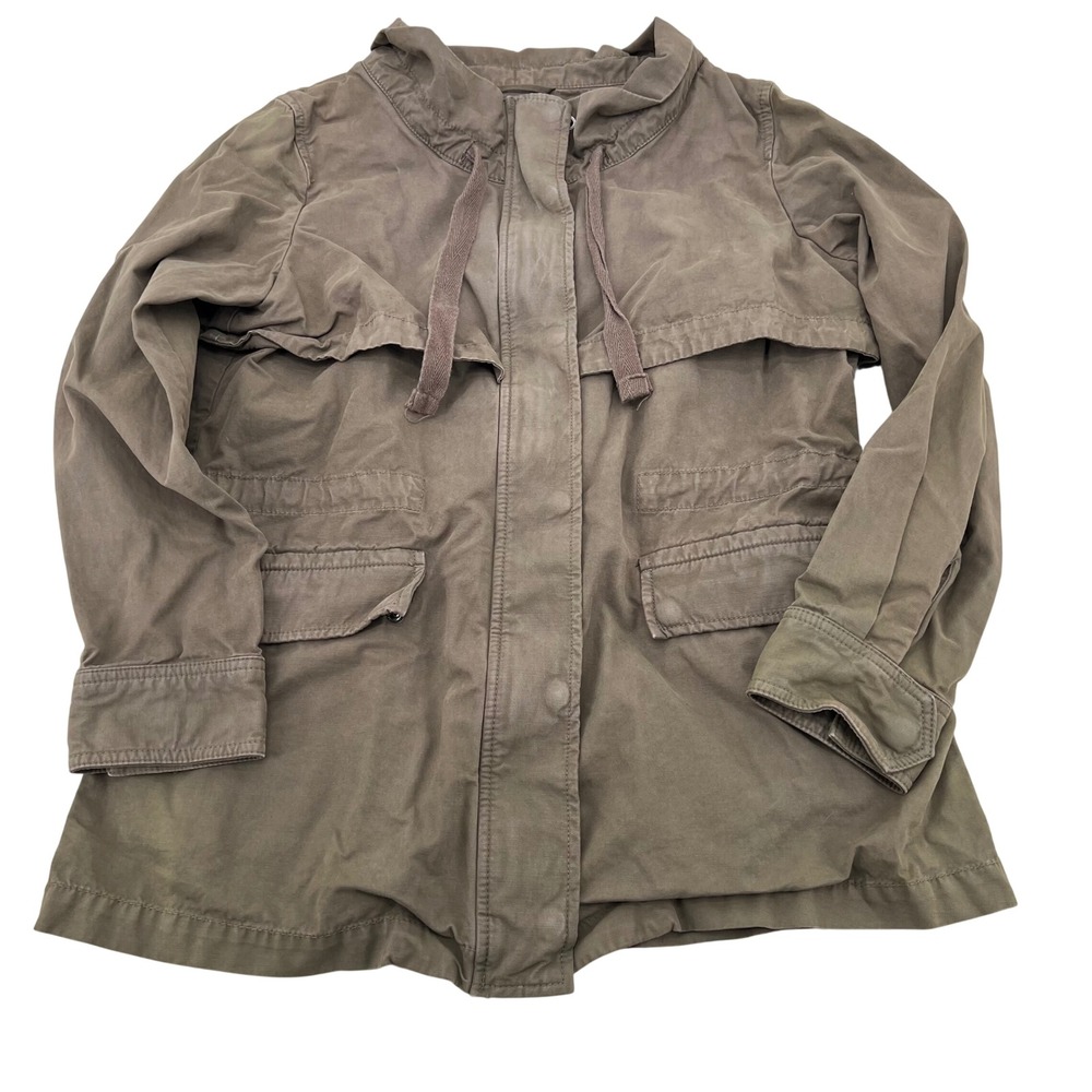 Banana Republic Olive Green Utility Jacket Hooded Drawstring‎ Women's Size S